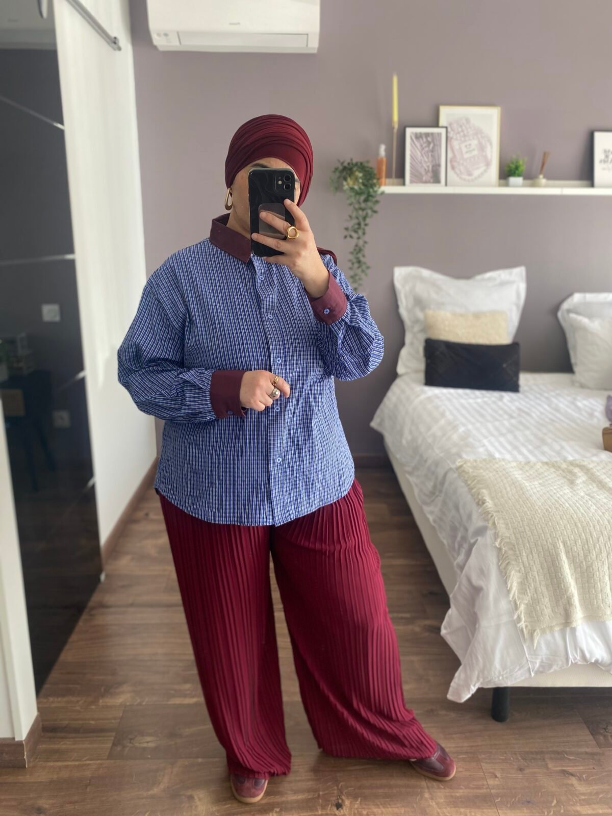 Pantalon plissé bordeaux