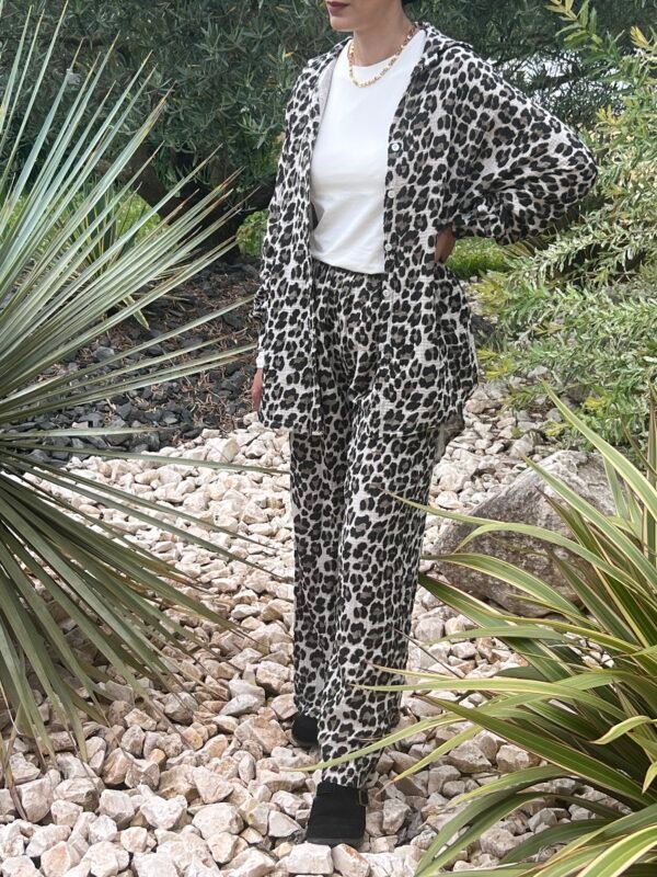Pantalon en gaze de coton léopard
