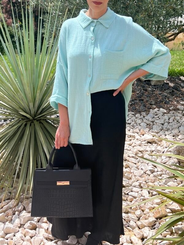 Chemise en gaze de coton vert d’eau