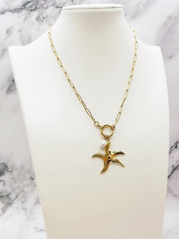 Collier Etoile de mer et perle d’eau douce