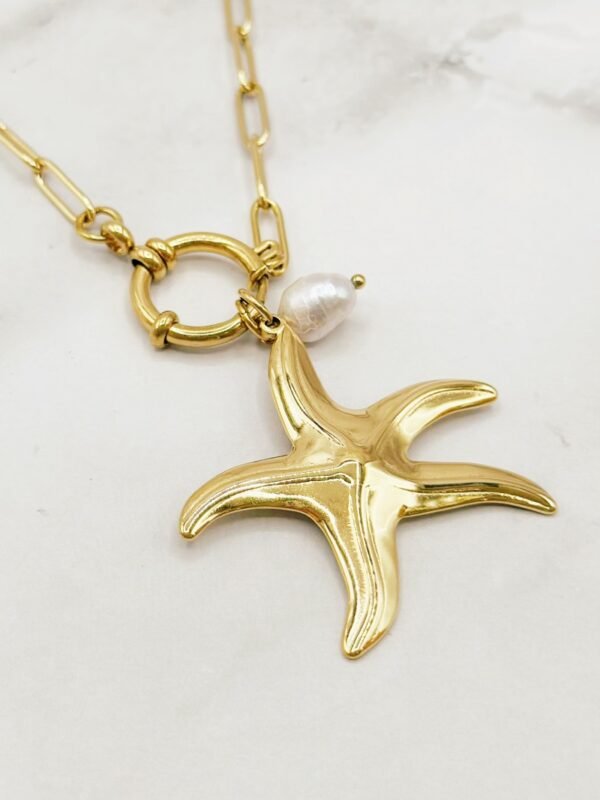 Collier Etoile de mer et perle d’eau douce