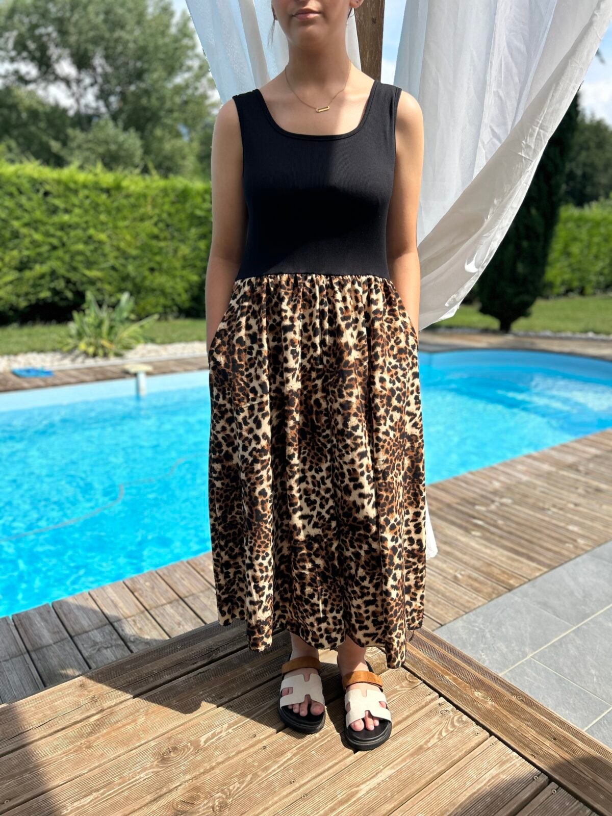 Robe bimatière léopard