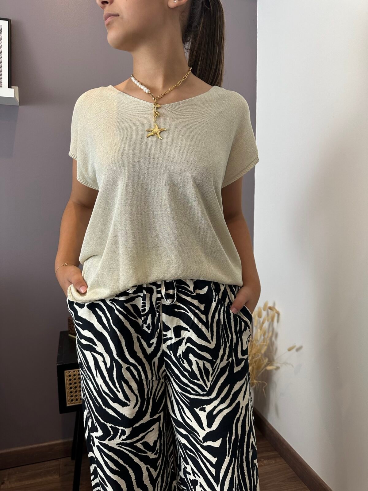 Top pailleté doré