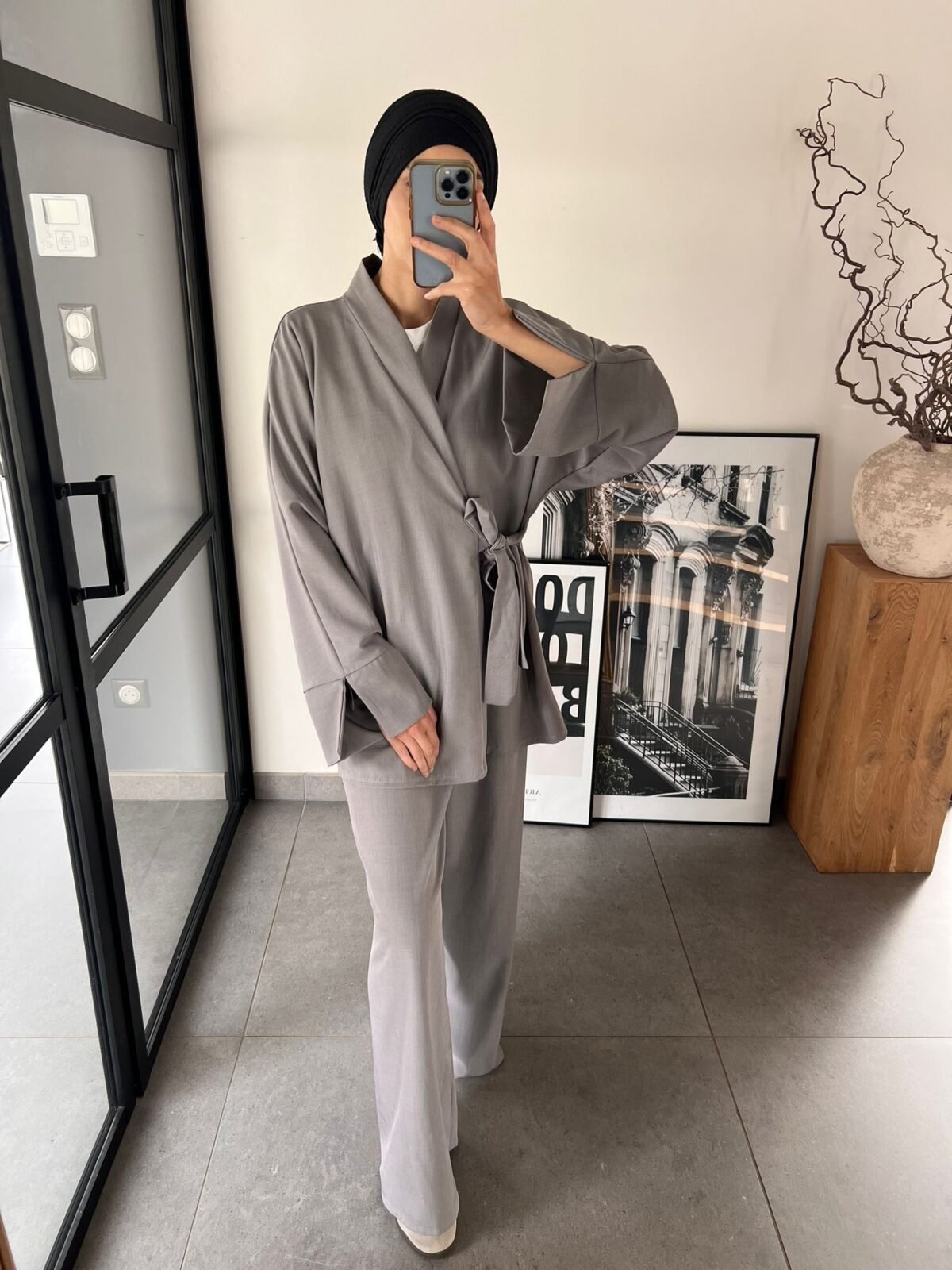 Ensemble cache coeur Haki gris