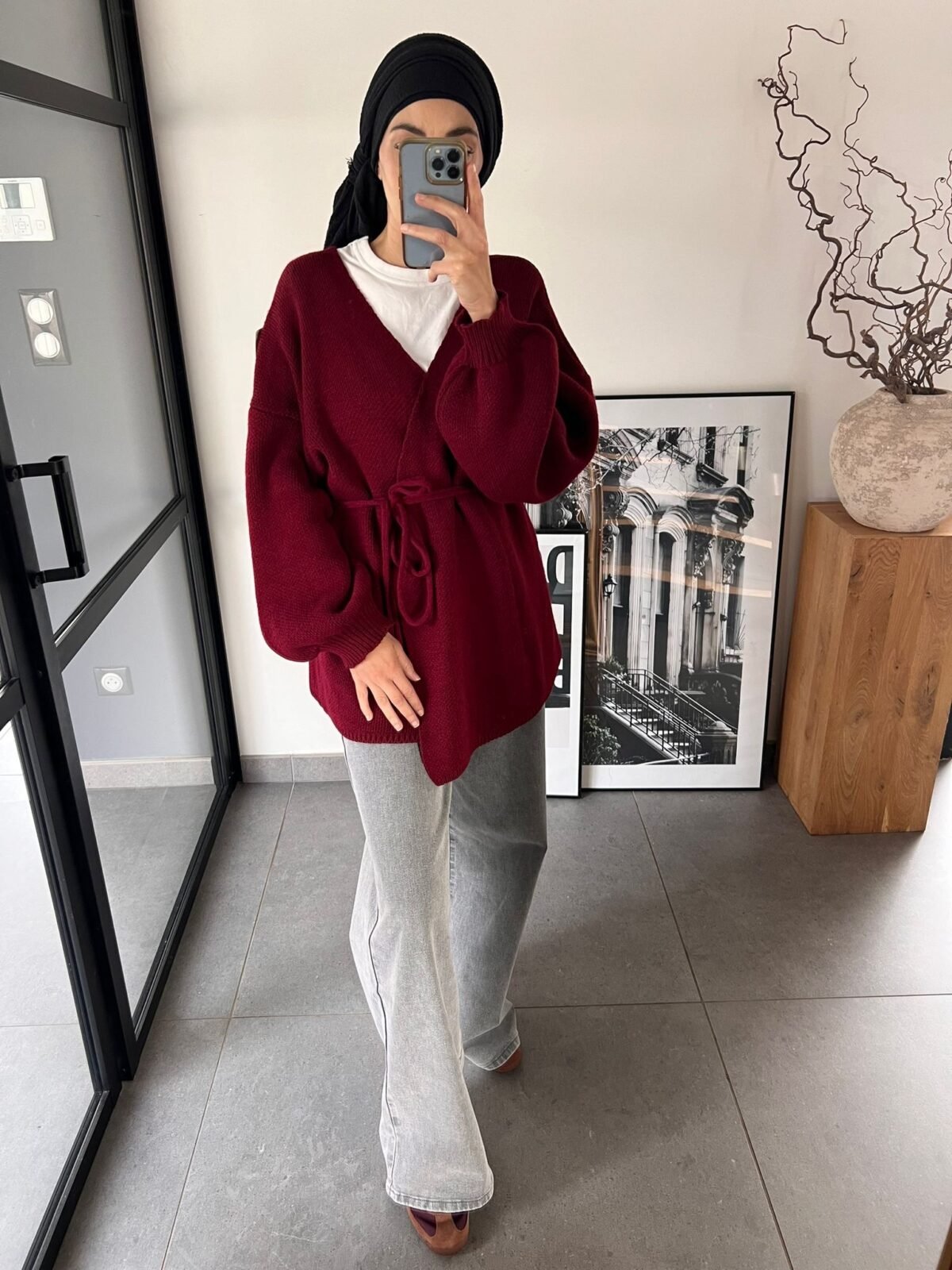 Gilet cache coeur bordeaux