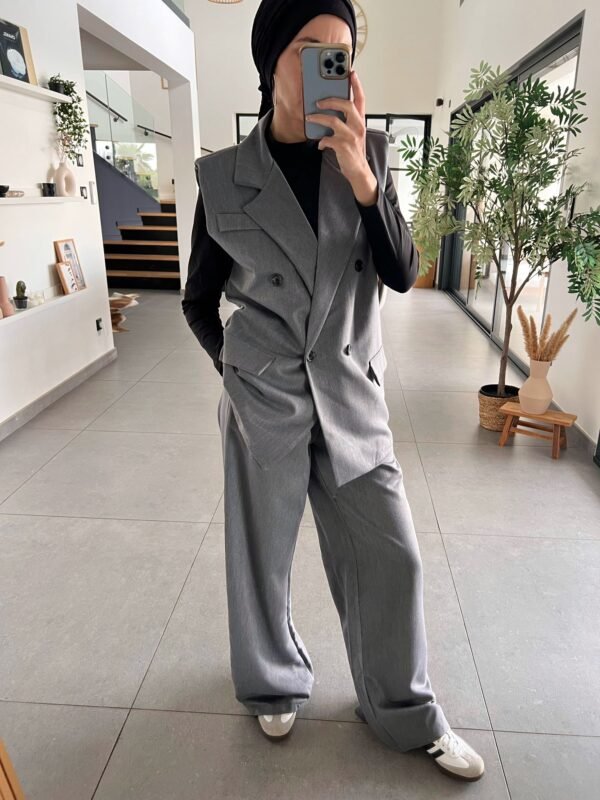 Ensemble Blazer sans manches gris