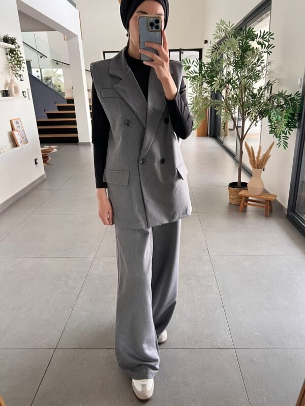 Ensemble Blazer sans manches gris