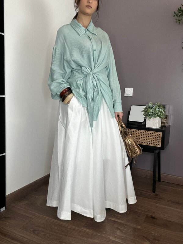 Chemise noeud vert d’eau