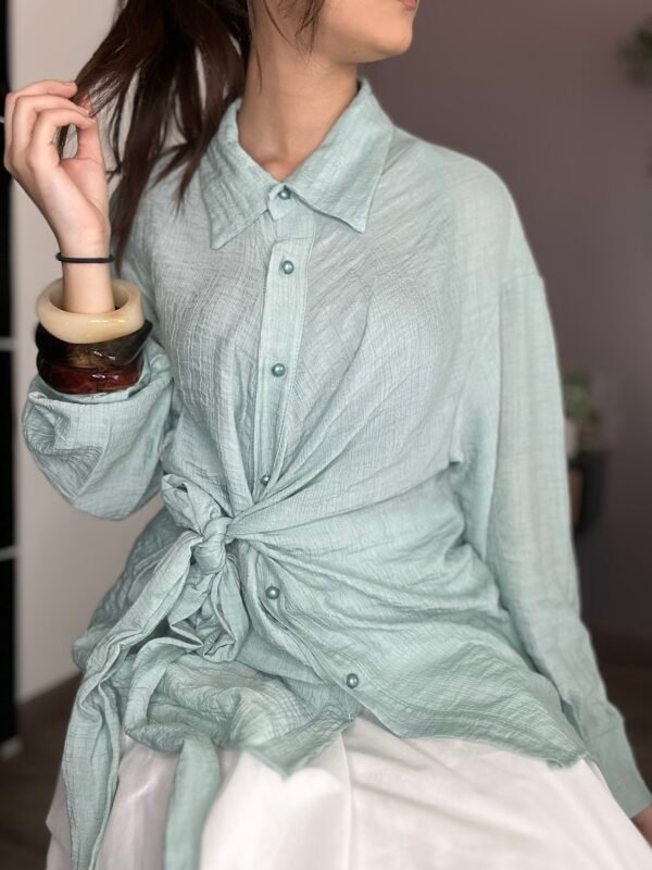 Chemise noeud vert d’eau