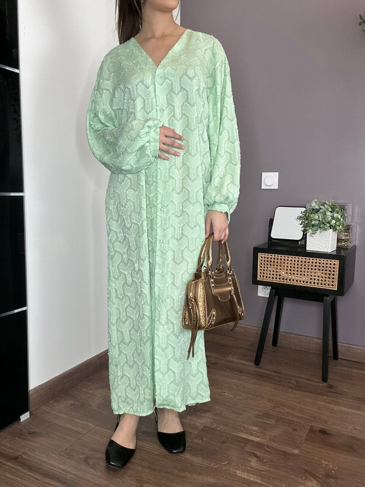 Robe iris vert menthe