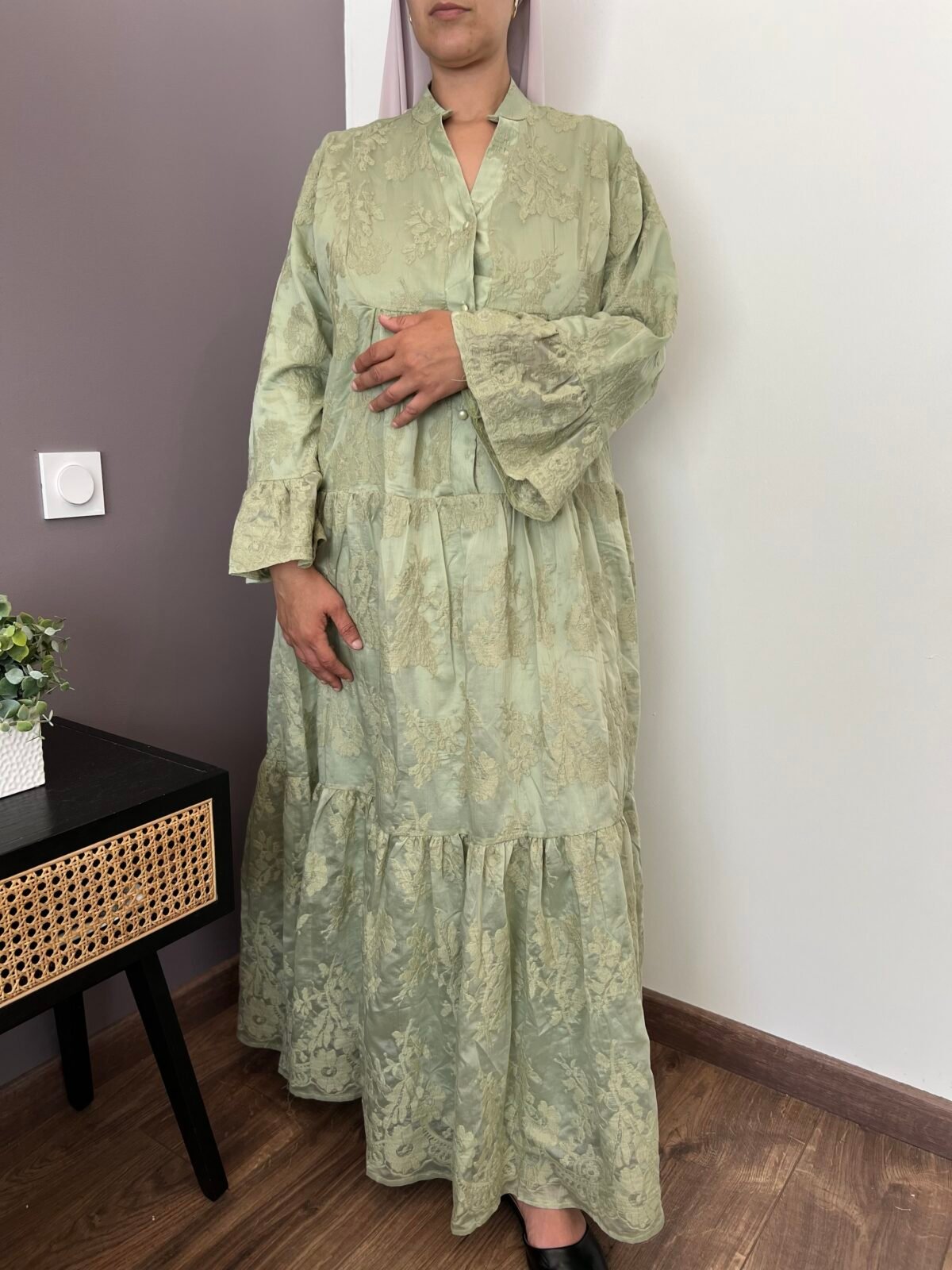 Robe verte dentelle