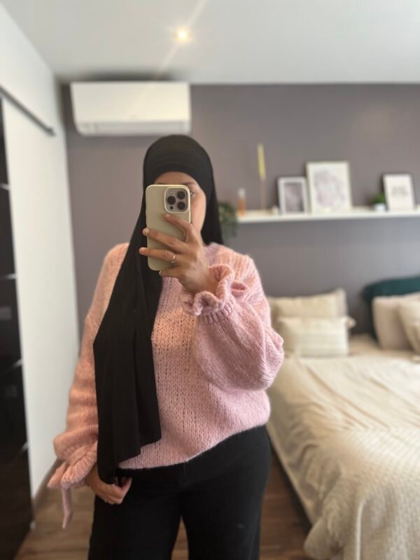 Pull manches nœuds rose