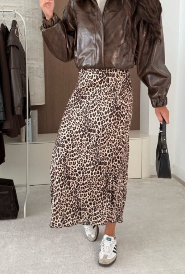 Jupe midi léopard