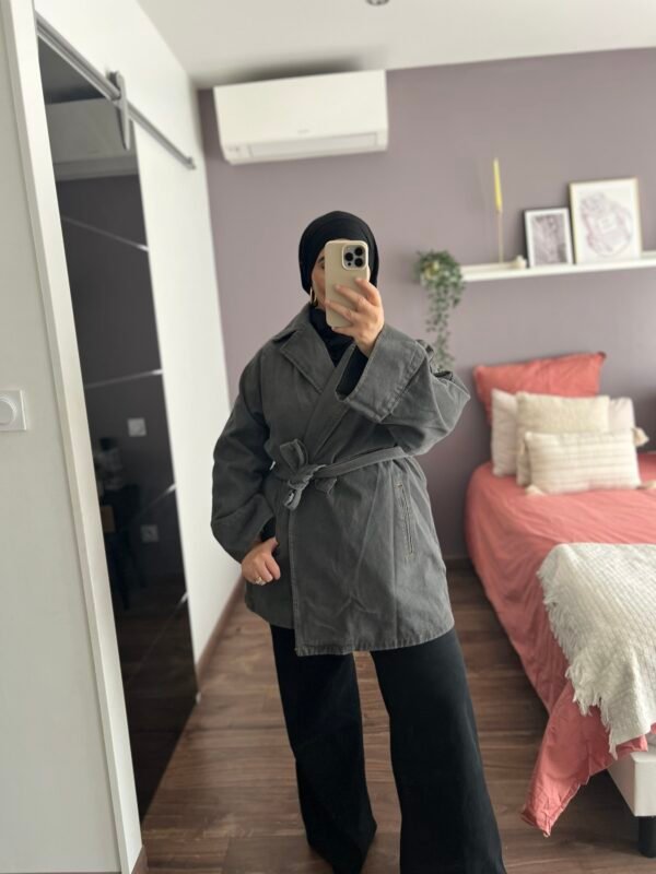 Veste en jean oversize ceinturée