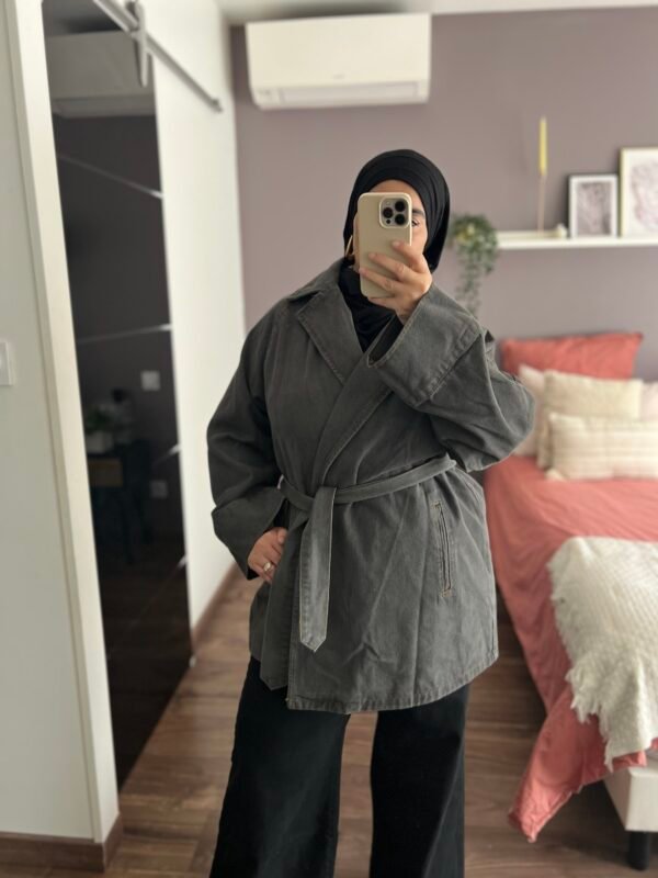 Veste en jean oversize ceinturée