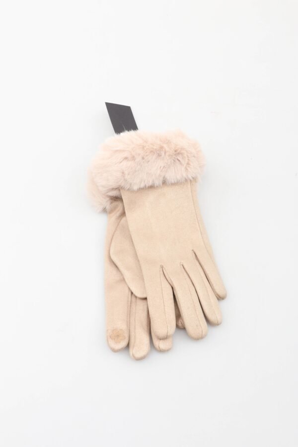 Gants fausse fourrure taupe