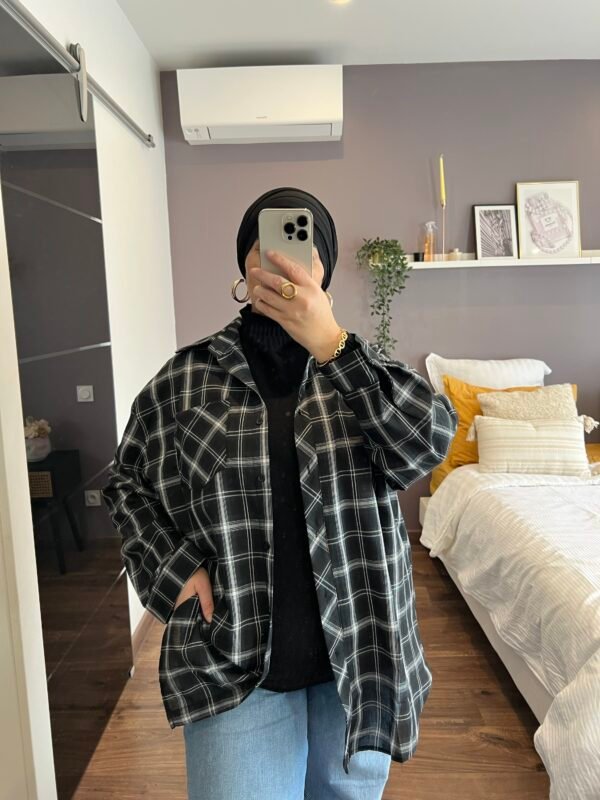 Chemise noire carreaux L/XL