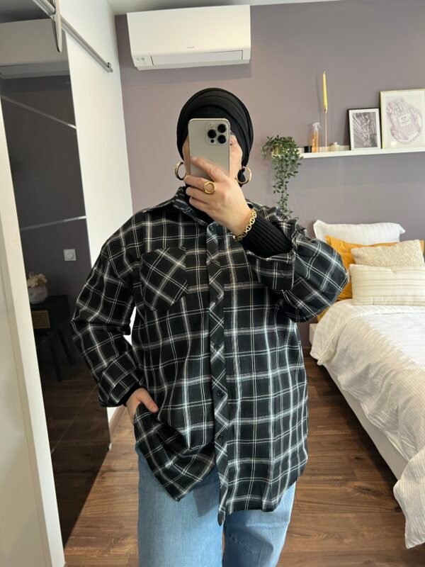Chemise noire carreaux L/XL