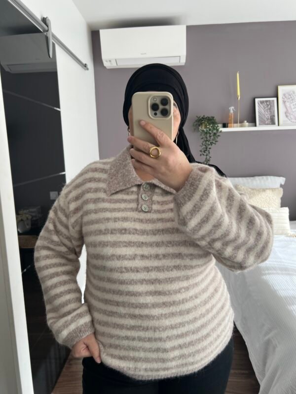 Pull noisette rayures fines
