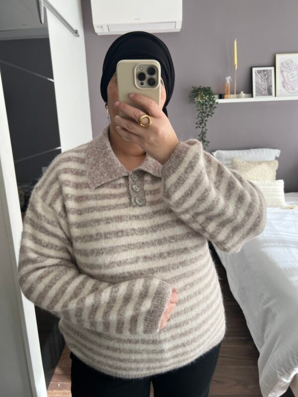 Pull noisette rayures fines