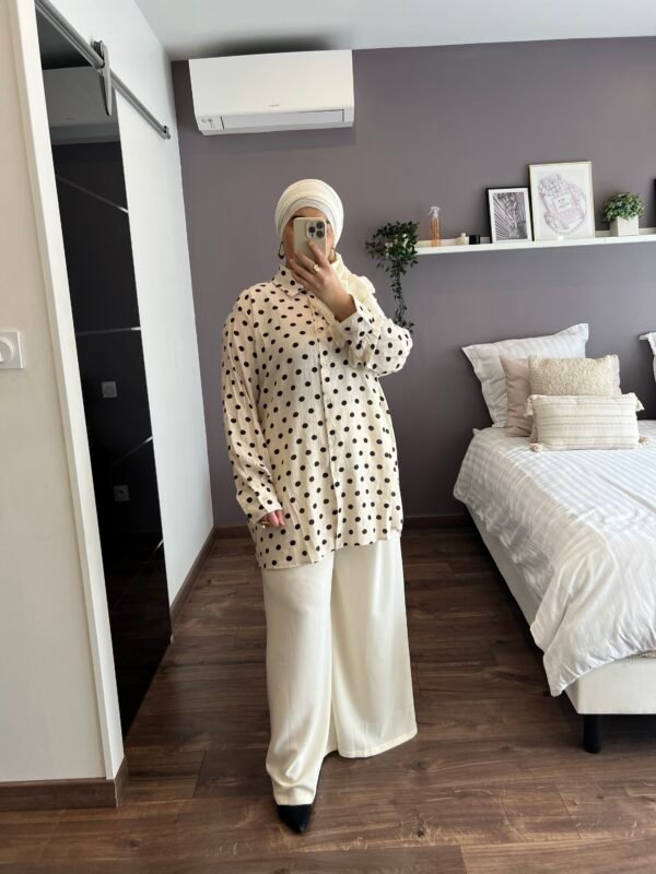 Pantalon large beige