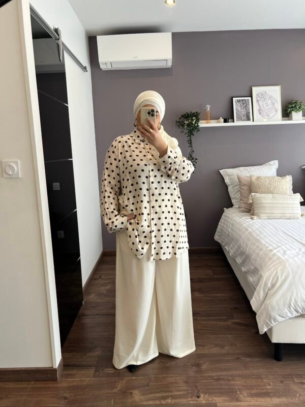 Pantalon large beige
