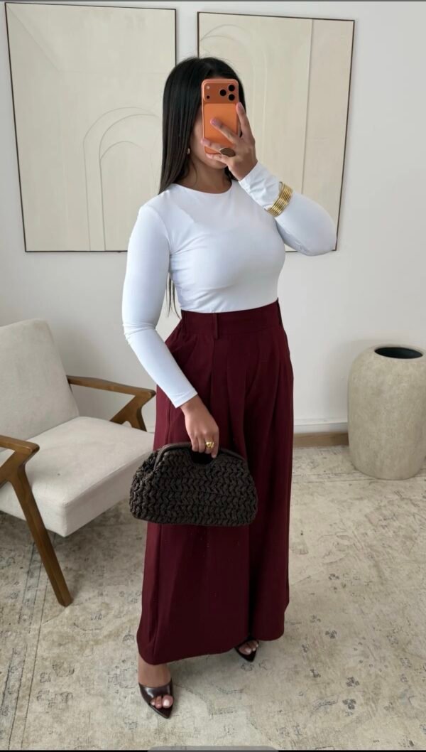 Pantalon large bordeaux