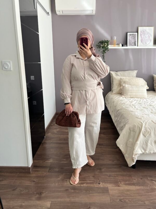 Chemise vichy beige