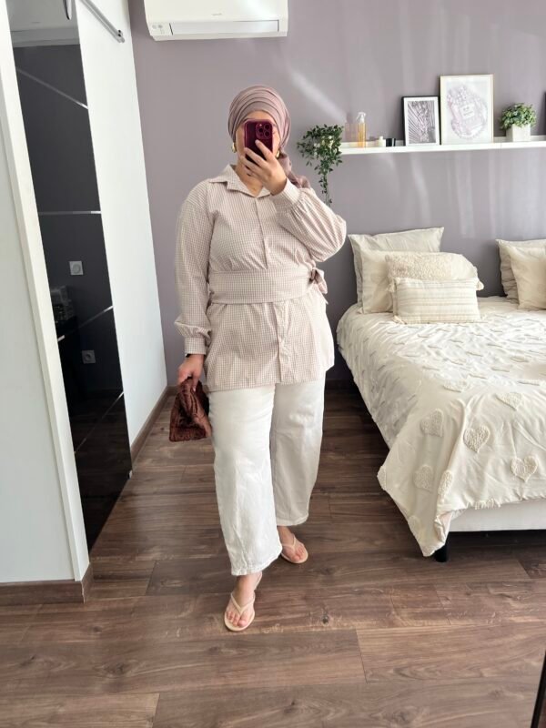 Chemise vichy beige