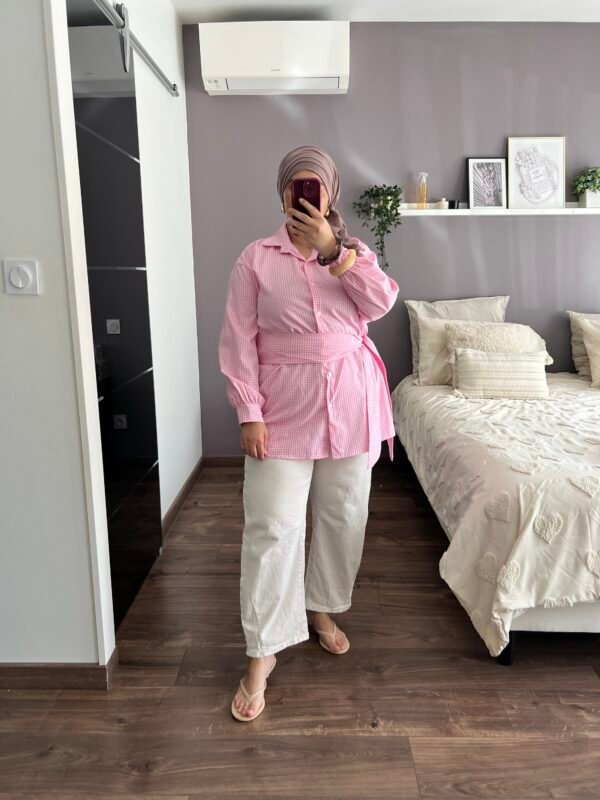 Chemise vichy rose