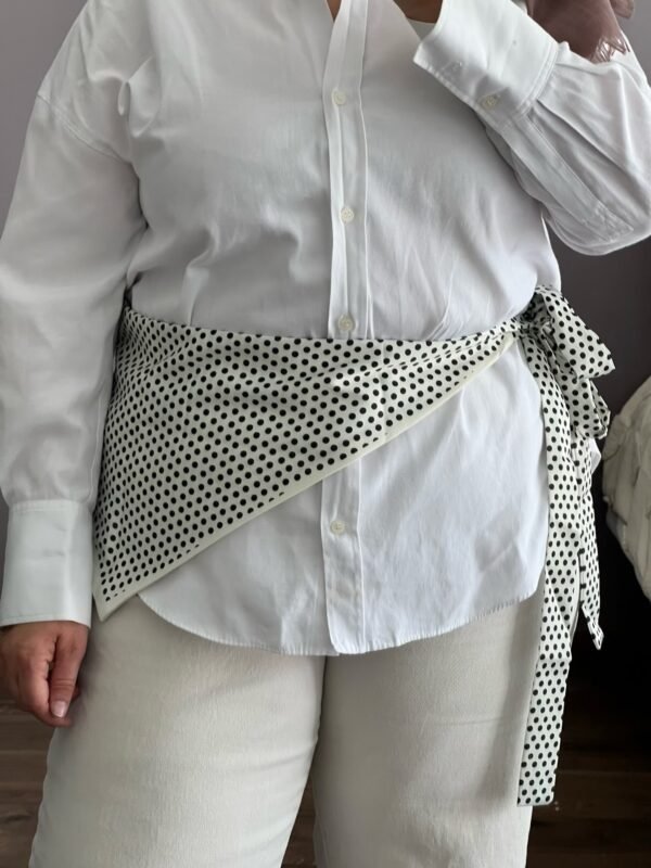 Foulard ceinture blanc pois
