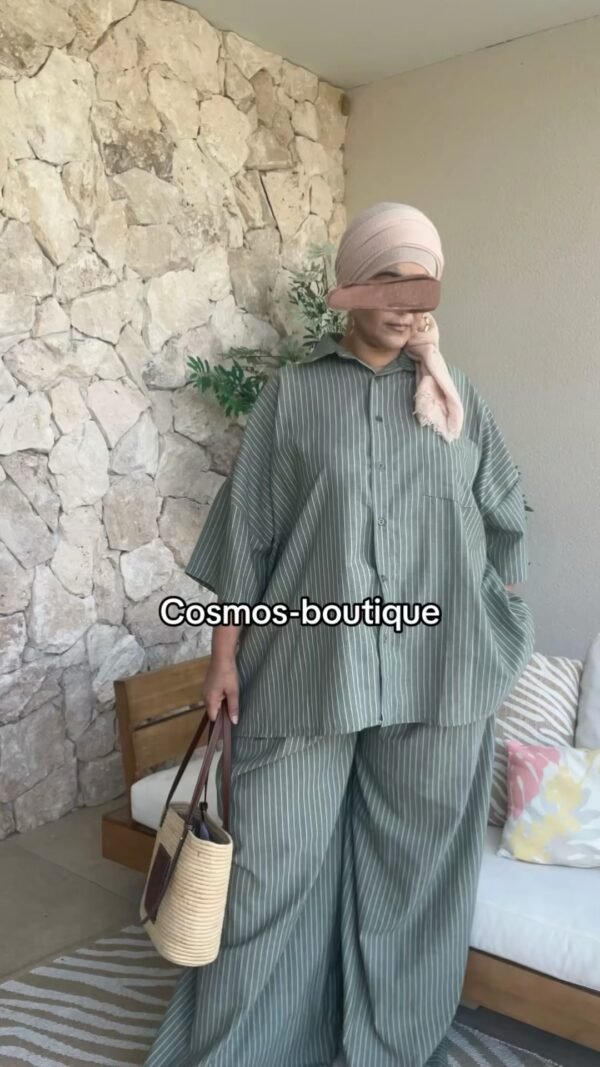 Ensemble rayé kaki